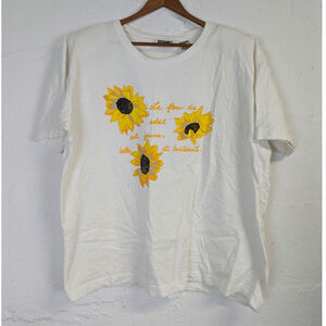 Vtg Gitano Sunflower T Shirt Womens Large Oversized Yellow Floral Bold Bright